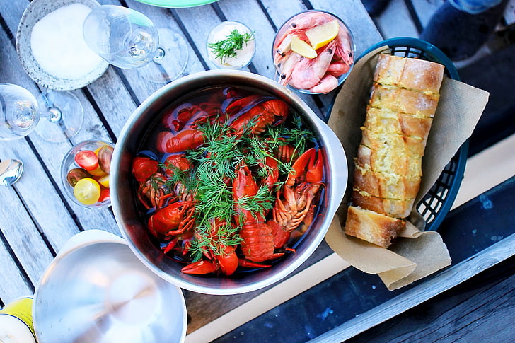 lobster dish, food, lobsters, bread, food and drink, freshness, HD wallpaper