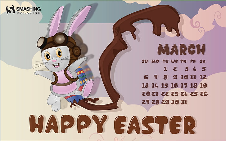 Happy Easter-March 2016 Calendar Wallpaper, Smashing Magazine calendar, HD wallpaper