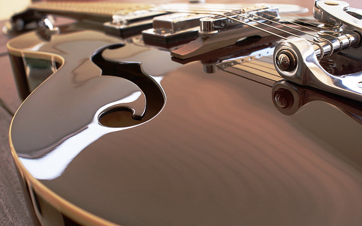 brown electric guitar, violin, strings, music, musical Instrument, HD wallpaper