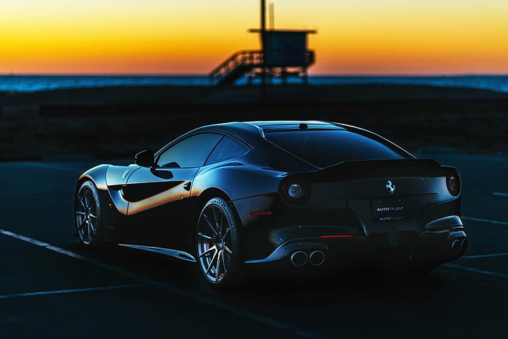 black and blue car die-cast model, Ferrari, mode of transportation, HD wallpaper