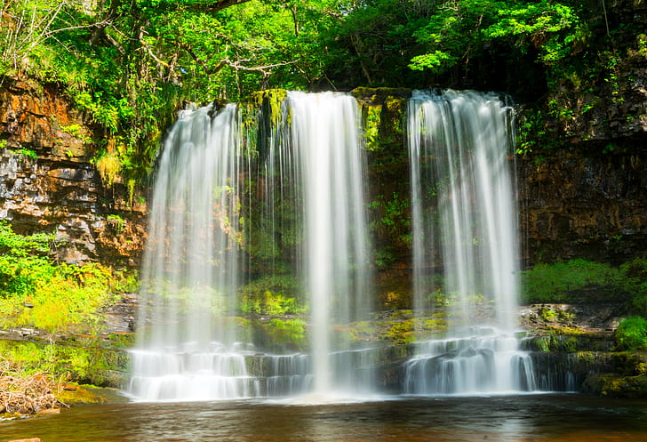 time-lapse photography of waterfall at daytime, Falling, water  fall, HD wallpaper