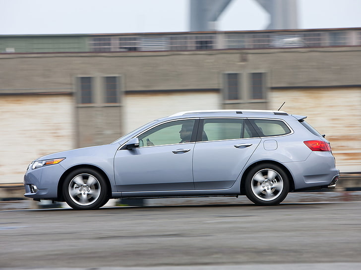 silver-colored stationwagon, acura, tsx, 2010, blue, style, cars, HD wallpaper