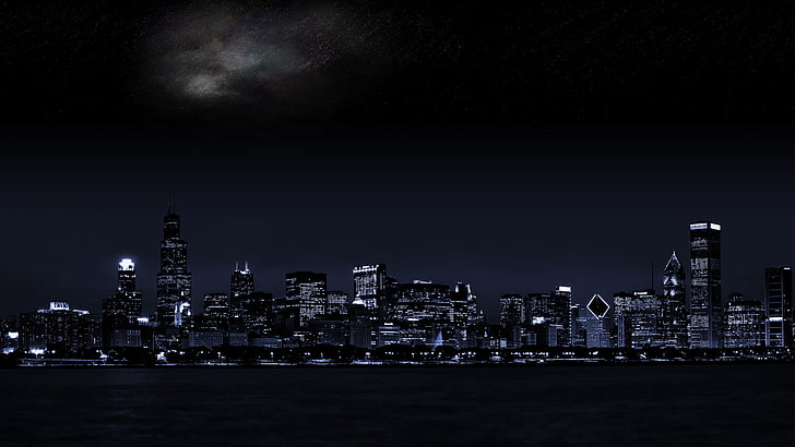 night, Chicago, city, cityscape, urban, skyline