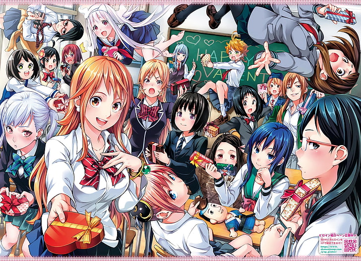 Anime, Crossover, Chika Amatori, Eri Watari, Erina Nakiri, Gojō Reina, HD wallpaper