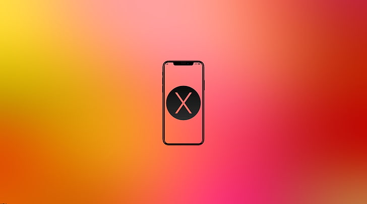 FoMef - iPhone X - 5K, smartphone logo with red background illlustration