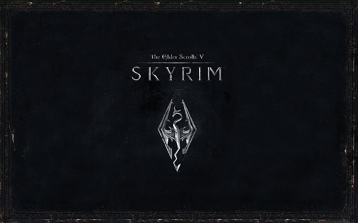 Skyrim logo, dragon, bethesda, the elder scrolls, tes, blackboard, HD wallpaper