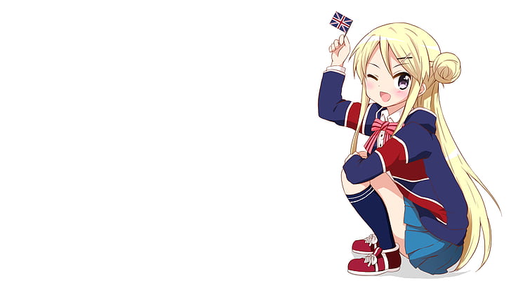 Kin-Iro Mosaic, Kujou Karen, anime girls, Union Jack, HD wallpaper