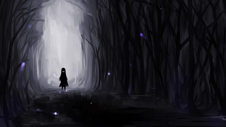 creepy dark forest evil smiles anime drawn 1920x1080  Nature Forests HD Art