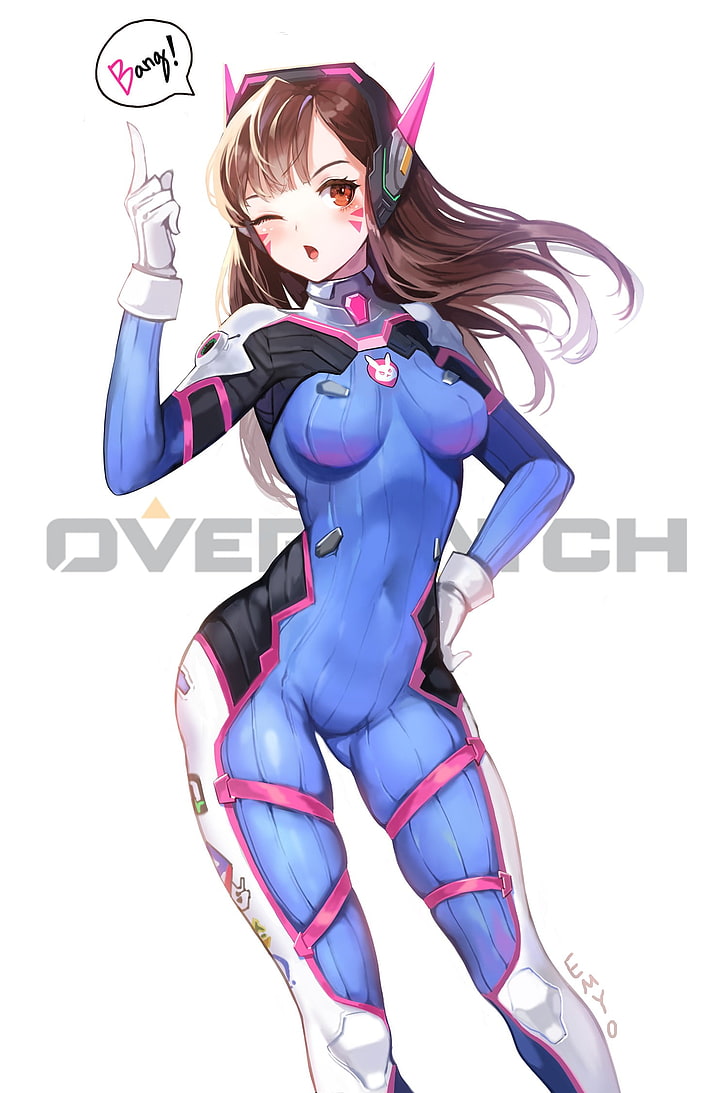 Overwatch character illustration, anime, anime girls, D.Va (Overwatch), HD wallpaper