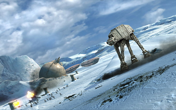 Star Wars ATAT screenshot, AT-AT, Hoth, Battle of Hoth, snow, HD wallpaper