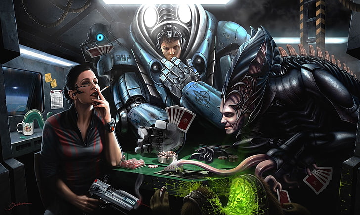 monster playing card illustration, science fiction, artwork, mode of transportation