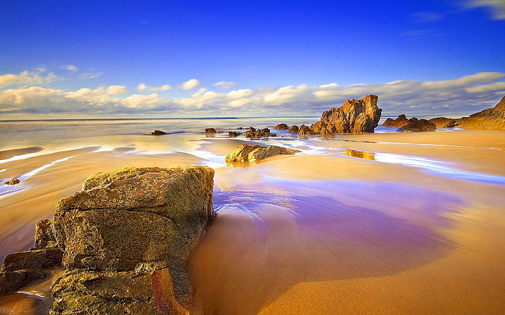 mar, naturaleza, nube, playa, roca, water, sky, sea, scenics - nature, HD wallpaper