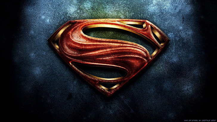Superman logo, DC Comics, Man of Steel, indoors, no people, close-up