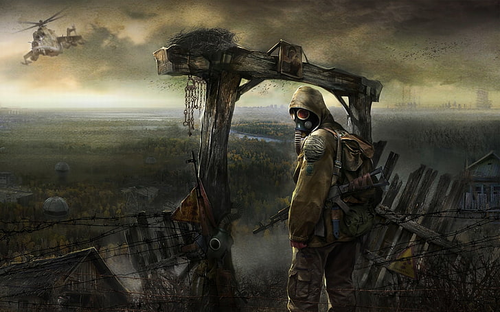 landscapes stalker guns helicopters postapocalyptic chernobyl apocalypse gas masks radioacti Technology Vehicles HD Art, HD wallpaper