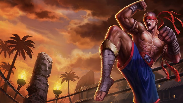 lee sin league of legends, adult, people, young adult, sky, HD wallpaper