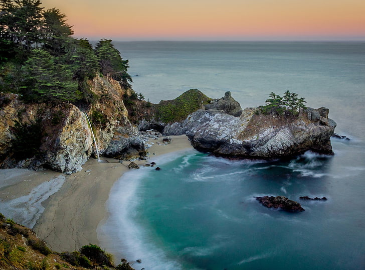 Earth, Big Sur, California, McWay Falls, Rock, Sea, Seashore, HD wallpaper