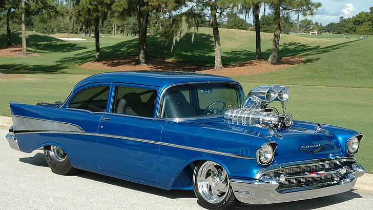 '57 Chevy Bel Air, race, dragster, chevrolet, vintage, alcohol, HD wallpaper
