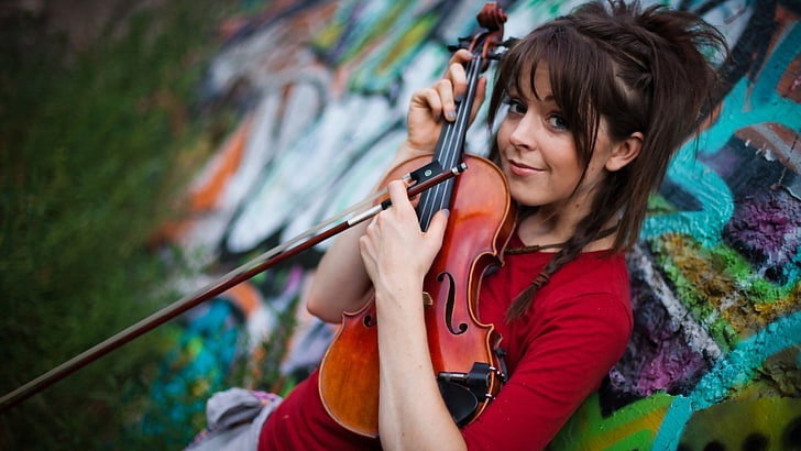 Lindsey Stirling, women, violin, one person, leisure activity, HD wallpaper