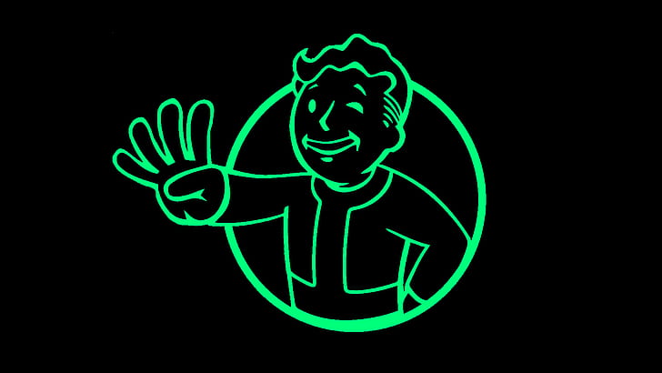 black background with green neon light signage, Fallout, Fallout 4