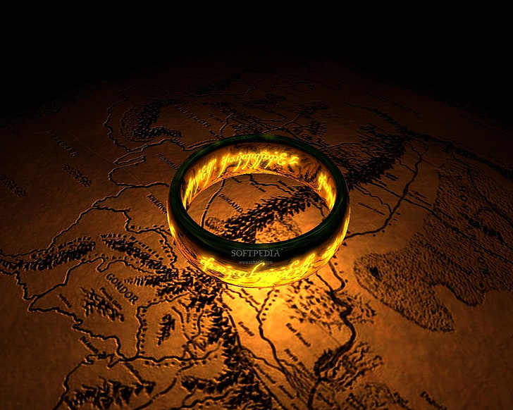 round black and yellow LED accessory, The Lord of the Rings, map, HD wallpaper