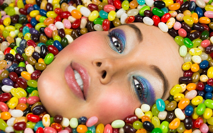 assorted-color candies, sweets, portrait, colorful, abstract