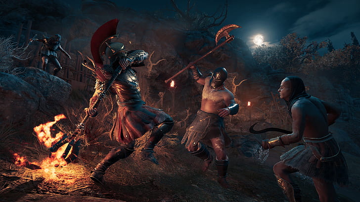 HD wallpaper: night, fire, battle, Assassin's Creed, Odyssey, Assassins  Creed | Wallpaper Flare