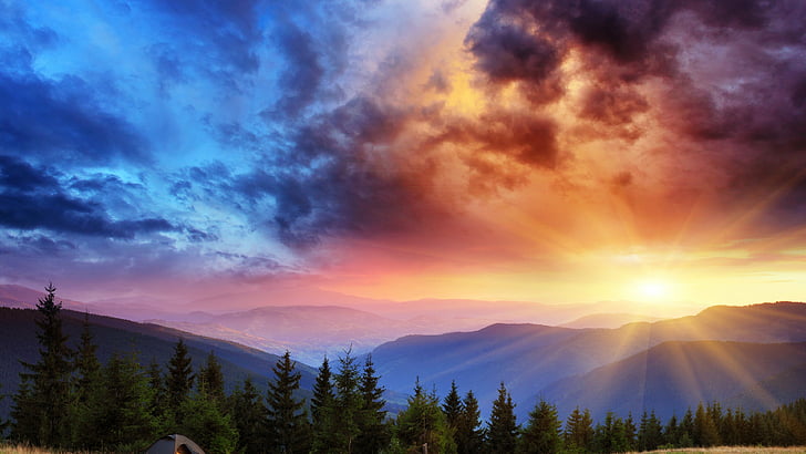 nature, atmosphere, sky, clouds, sun, weather, sunset, cloudscape, HD wallpaper