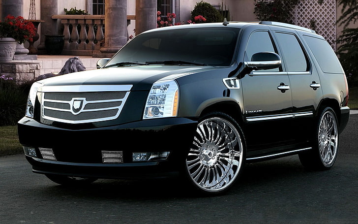 black Cadillac Escalade SUV, auto, tuning, drives, car, land Vehicle, HD wallpaper