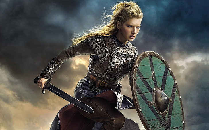 woman holding shield and sword wallpaper, the sky, the series, HD wallpaper