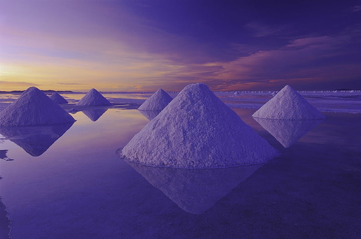 Sea Salt, Salar de Uyuni, desert, water, Bolivia, reflection