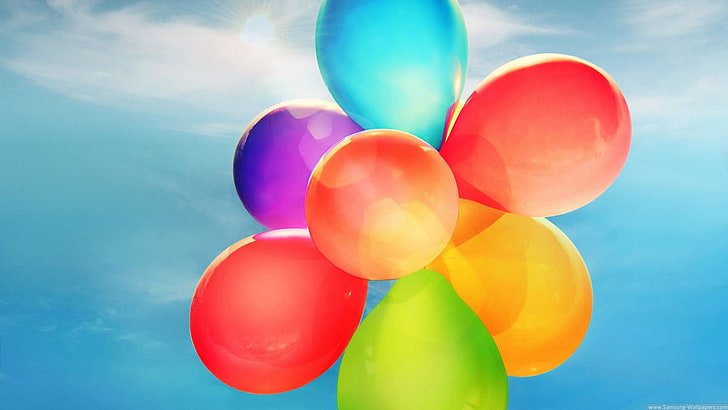 assorted-color balloon lot, colorful, multi colored, blue, celebration, HD wallpaper