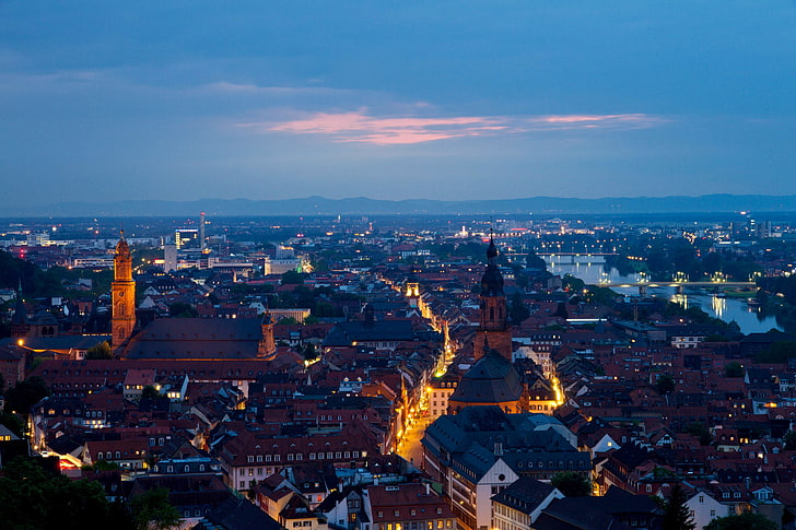 sunset, the city, home, the evening, Germany, panorama, street, HD wallpaper