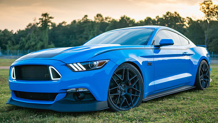 blue and black BMW car, Ford Mustang, 2015 Ford Mustang RTR, mode of transportation, HD wallpaper