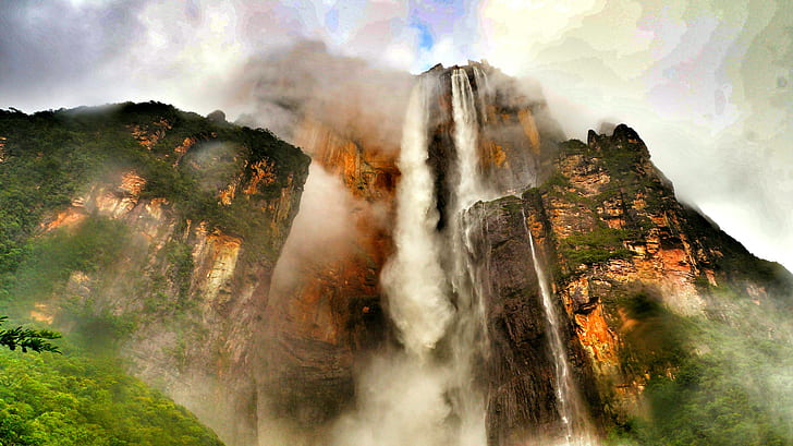 Waterfalls, Angel Falls, Cliff, Earth, Rock, HD wallpaper
