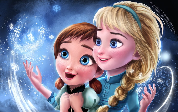 Disney Frozen illustration, Movie, Anna (Frozen), Elsa (Frozen), HD wallpaper
