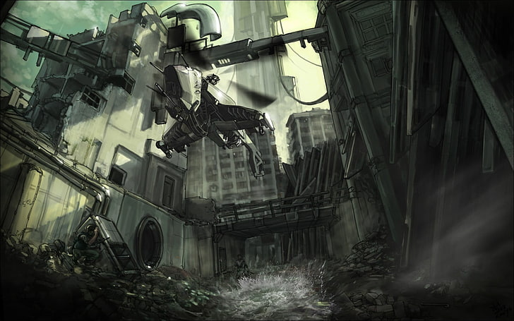 Half-Life 2, helicopter, City 17, Citadel, Rebels, canal, Valve, HD wallpaper