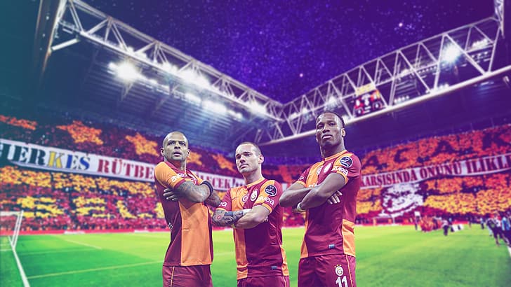 Wesley Sneijder, Didier Drogba, Felipe Melo, Galatasaray S.K., HD wallpaper