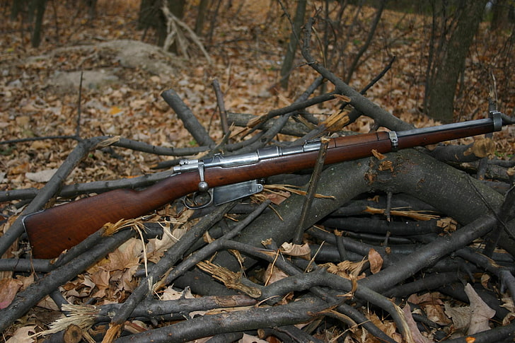 mauser rifle, land, nature, metal, day, tree, no people, rusty