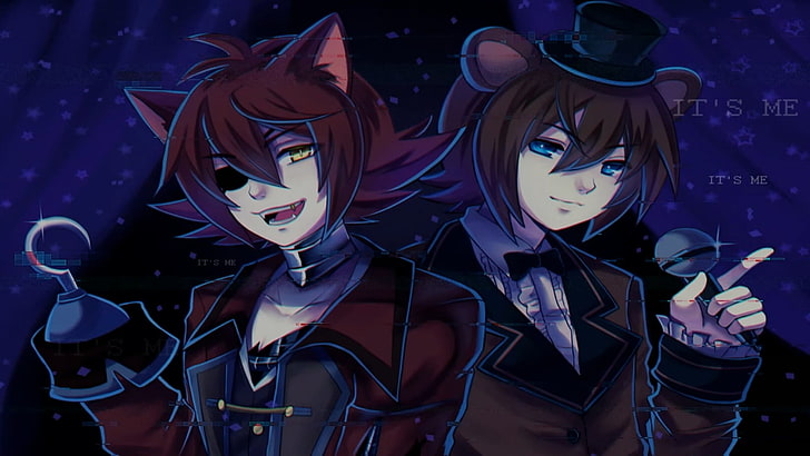 two boy anime characters wallpaper, anime boys, FNAF, Foxy, Freddy