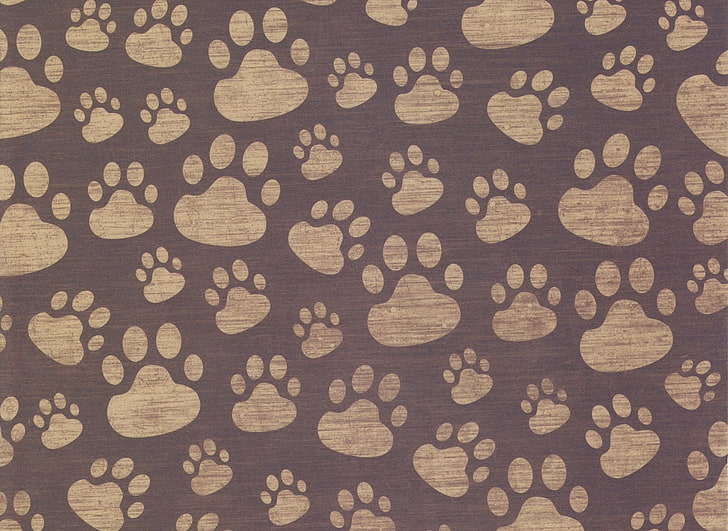 gray and beige paw print textile, footprints, surface, texture