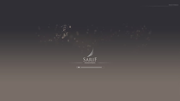 gray background with text overlay, Deus Ex, Sarif Industries