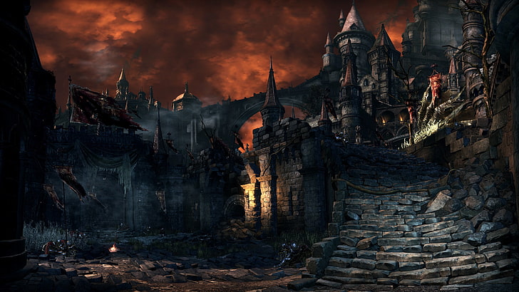black and brown castle digital wallpaper, Dark Souls III, Dragon Barracks, HD wallpaper