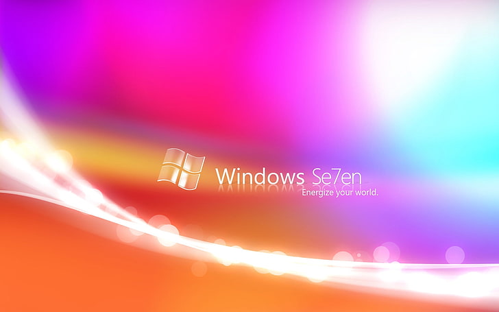 Windows Seven wallpaper, windows 7, os, purple, orange, white HD wallpaper
