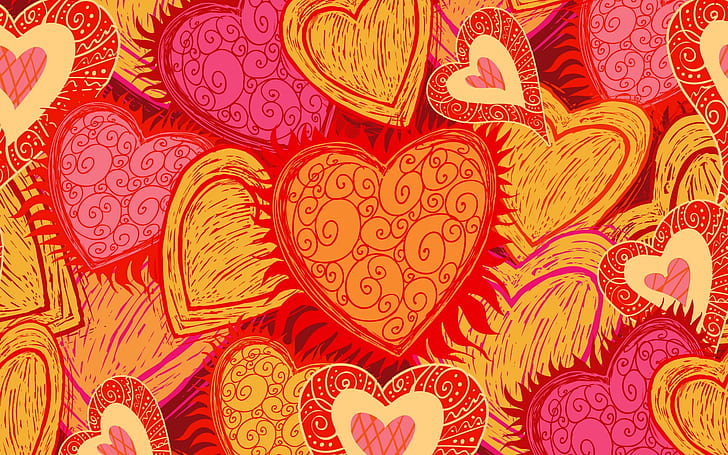 Red Love heart background, HD wallpaper