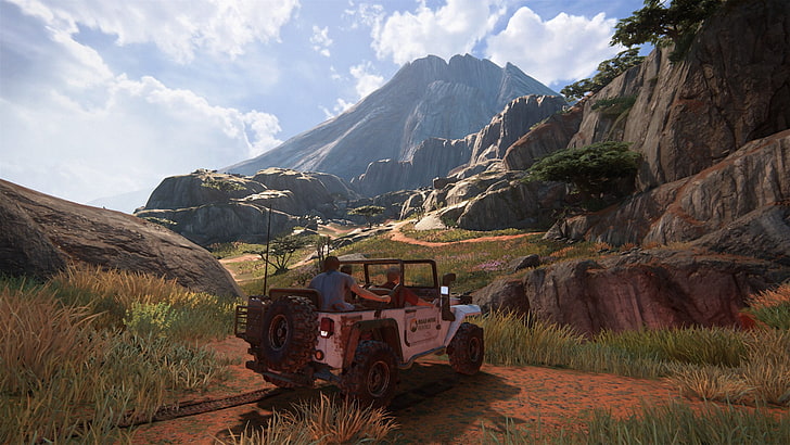 white and black SUV, Uncharted 4: A Thief's End, PlayStation 4, HD wallpaper