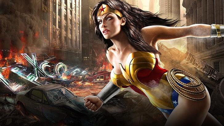 Wonder Woman digital wallpaper, DC Comics, video games, superheroines