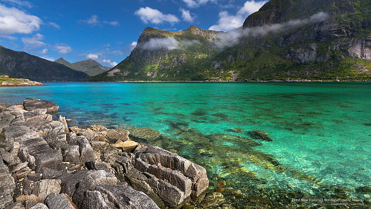 Fjord Near Flakstad, Nordland County, Norway, Spring/Summer, HD wallpaper