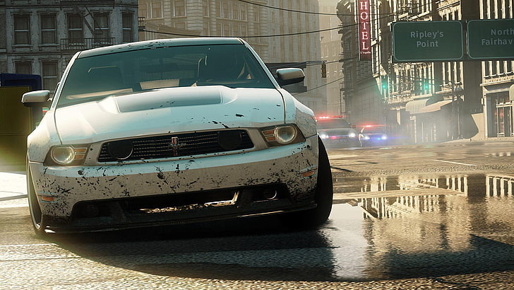 white car, video games, Need for Speed: Most Wanted (2012 video game), HD wallpaper