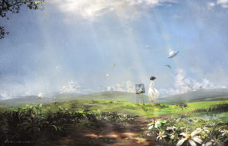 fantasy art, The Wind Rises, Studio Ghibli, artwork, flowers