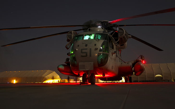corps, helicopter, marine, mech, military, night, HD wallpaper